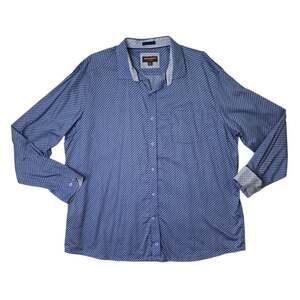 Johnston & Murphy Shirt Mens 2XL Bluejay Navy Cotton Printed Flip Cuff Business